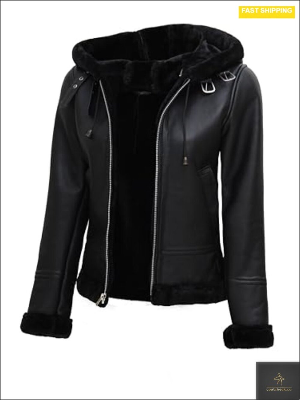 Real Lambskin Shearling Leather Aviator Jacket Women's Stylish Outerwear
